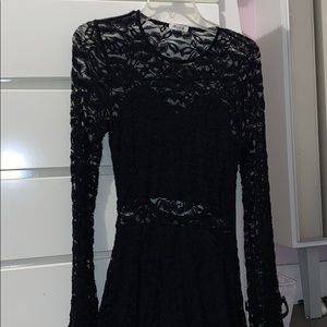 Long sleeve black lace dress